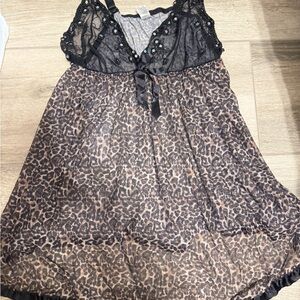 Leopard Print Lace Nightgown